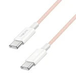 LogiLink USB-C - USB-C 0,5m ružová / Nylonový kábel / USB 2.0 / 60 W / Rýchlonabíjanie (CU0343)