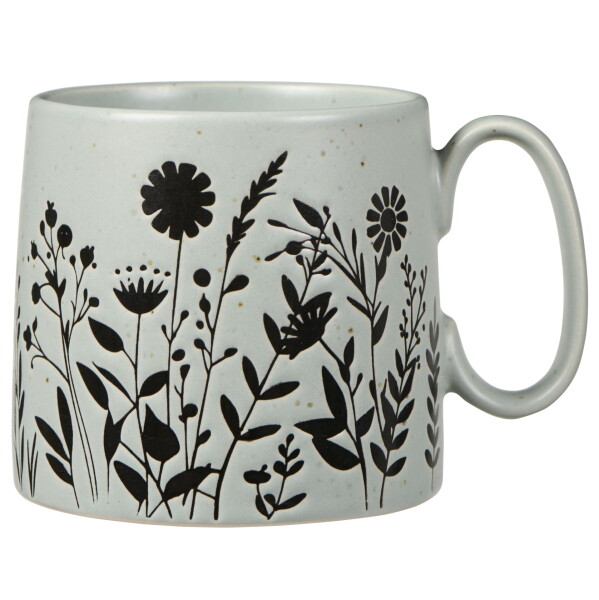 Ib Laursen Kameninový hrnček Dusty Blue flower silhouettes 300 ml