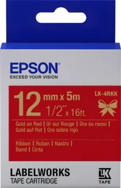 Epson LabelWorks LK-4RKK zlatá na červené / Páska do štítkovača / Saténová / 1,2 cm x 5 m (C53S654033)