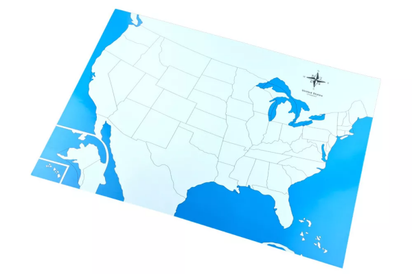 Moyo Montessori Moyo Montessori Kontrolná mapa - USA Nová - bez popisov