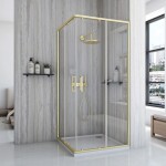 REA/S - Sprchovací kút City 90x90 Gold So sprchovou vaničkou Savoy black KPL-K6445
