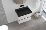 CERANO - Kúpeľňová skrinka Velora - biela matná, úchytka čierna + umývadlo z lit. mramoru Vita - čierna matná - 70x63x46,5 CER-8050BD83984