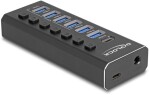 Delock DELOCK 7 Port USB Hub mit 4 Ports 10 Gbps und 4 Schnellladeports 5 Gbps mit Schalter und Beleuchtung