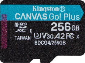Kingston Canvas Go! Plus (Gen4) MicroSDXC 256 GB Class 10 UHS-I/U3 A2 V30 (SDCG4/256GBSP)