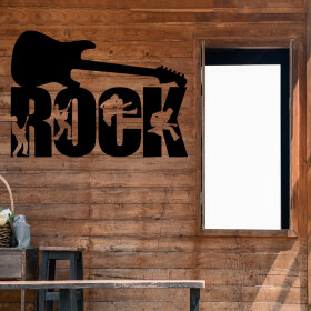 Veselá Stena Samolepka Nápis ROCK Farba: černá, Veľkosť: 80 x 55 cm