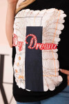 Dámska bavlnená blúzka v nadmernej veľkosti s potlačou "Day Dream" Black + Dark Blue UNI
