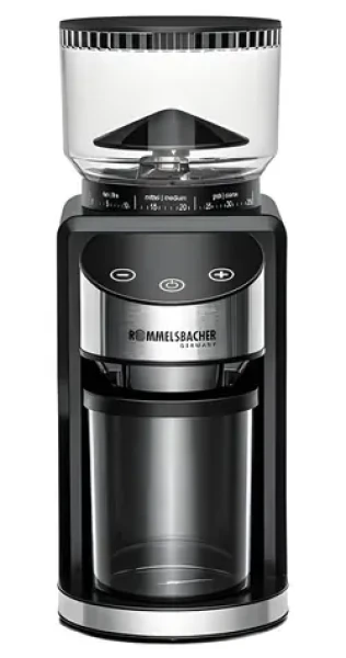Rommelsbacher EKM 400 čierna-strieborná / Mlynček na kávu / kónický mlynček / 35 úrovní mletia / 200 W (EKM400)