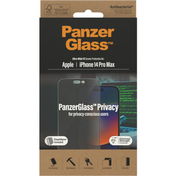 PanzerGlass UWF Privacy AB Tvrdené sklo s aplikátorom pre Apple iPhone 14 Pro Max čierna (5711724127861)