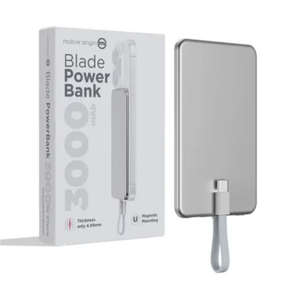 Mobile Origin Blade PowerBank 3000mAh strieborná / 2x USB-C / MagSafe (PBB-3KC-SLV)
