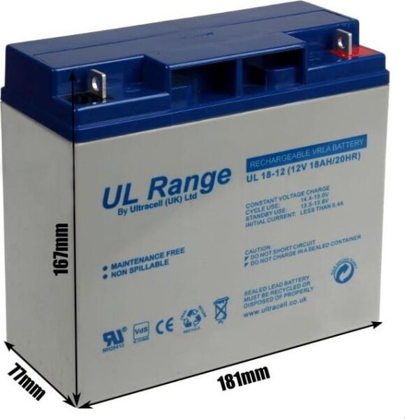 Ultracell Akumuliatorius UL18-12 (18 Ah, 12V)