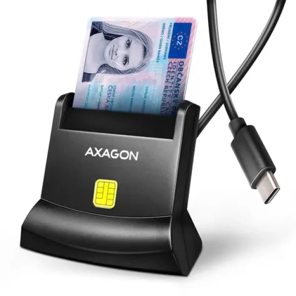 Axagon CRE-SM4NC, USB-C čítačka kontaktných kariet SMART Card (eObčanka), stojanková, kábel 1.2 m (CRE-SM4NC)