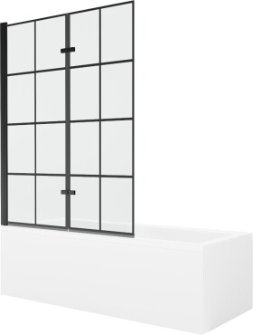 MEXEN/S - Cubik obdĺžniková vaňa 170 x 70 cm s panelom + vaňová zástena 120, čierna vzor 550317070X9212027077