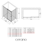 CERANO - Sprchovací kút Santoro Ľ/P - 8 mm - chróm, transparentné sklo - 140x100x195 - posuvný CER-8050BD7361