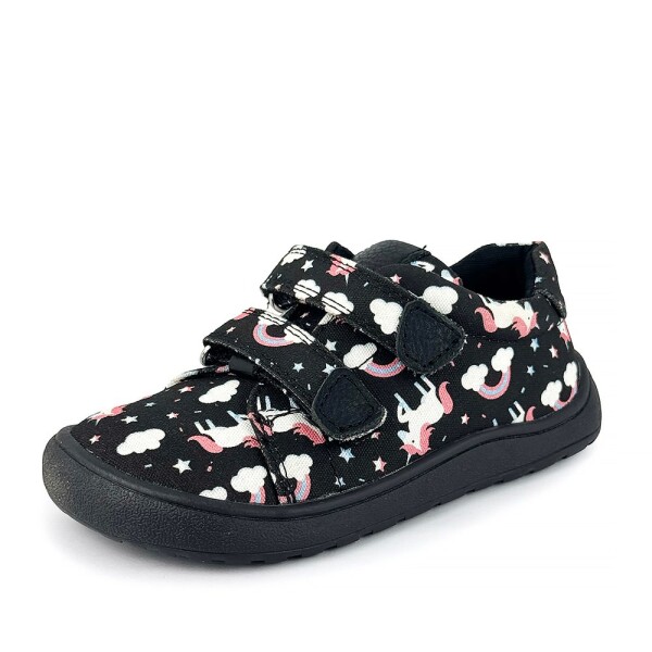 Dievčenské barefoot tenisky KORO BLACK UNI Protetika jednorožce čierne - 32