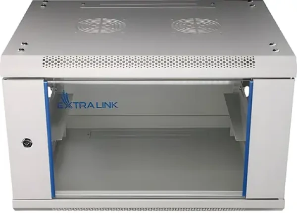 Extralink EX.8567 sivá / Nástenný rozvádzač / 19" / 6U / 600x600 mm / sklenené dvere (EX.8567)