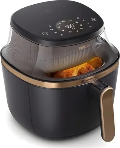 Philips NA342/00 čierno-zlatá / Teplovzdušná fritéza / 2000 W / objem 7,2 l / displej / 16 programov (NA342/00)