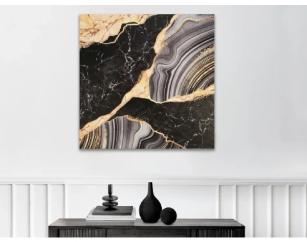 Obraz na plátne Čiernozlatá abstrakcia, 80x80 cm%