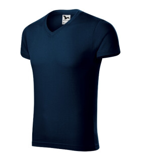 Pánske tričko Slim Fit s výstrihom do V námornícka modrá S