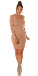 Sexy fine knit dress with pearl detail CAPPUCCINO Einheitsgroesse