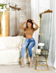 Sexy Highwaist Bi-Color Mom Jeans Used Look denimblue