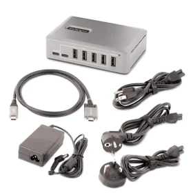 StarTech USB-C Hub 10 portov šedá / USB hub / 8x USB-A / 2x USB-C / 10 Gbps / napájací adaptér (10G8A2CS-USB-C-HUB)