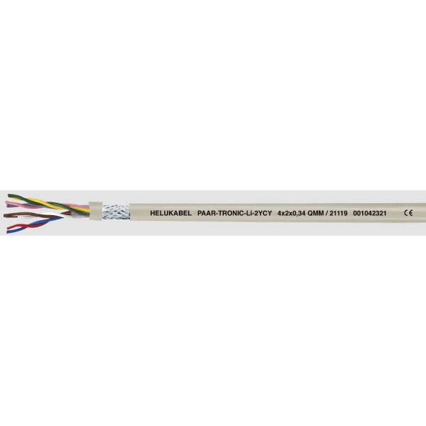 HELU 21113-500 dátový kábel Li2YCY 4 x 2 x 0.22 mm² sivá 500 m; 21113-500