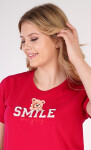 Dámska nočná košeľa s krátkym rukávom Méďa Smile jahodová M