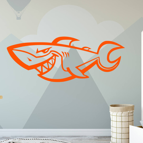 Veselá Stena Samolepka Úsmev žraloka Farba: oranžová, Veľkosť: 100 x 40 cm