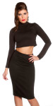 Sexy KouCla Crop Top dlhým rukávom Belly Free black