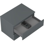 MEXEN/S - Rivel kúpeľňová skrinka pod umývadlo 70 cm s doskou, 2 zásuvky, reliéf, grafit mat 91A20-07047-2-BFFC66