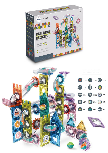 Mamido Mamido Magnetická stavebnica guľôčková dráha 172 dielov MT1587