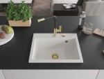 MEXEN/S MEXEN/S - Oscar granitový drez 580 x 490 mm, biela, zlatý sifón 6519581000-20-G