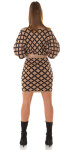 Sexy wrap look knit dress with belt BEIGE Einheitsgroesse