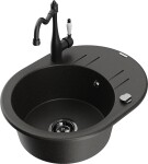 MEXEN/S MEXEN/S - Kevin granitový drez 1-miska s odkvapkávačom vrátane batérie Carla, čierna/zlatá metalik 6517-75-670700-70-B