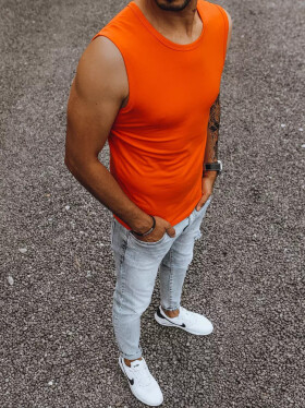 Oranžové jednofarebné pánske tielko RX4919 - Dstreet L