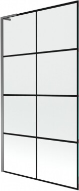 MEXEN/S - Next L vaňová zástena FIX 100 x 150, čierna vzor, grafit metal 895-100-000-03-77-95