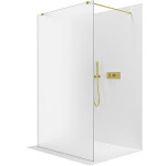 CERANO - Sprchová zástena Walk-in Onyx Duo Ľ/P - 8 mm - hranatá vzpera - zlatá, mliečne sklo - 100x200 CER-8050BD1869