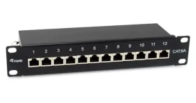 Equip 10" čierna / Patch panel / 12 portov / Cat6a FTP / 1U / 500 MHz (326623)