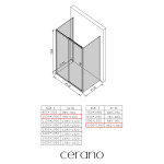 CERANO - Trojstenný sprchovací kút Varone POINT UL/P - 6 mm - čierna matná, transparentné sklo - 100x100x195 - posuvný CER-DY505B-90-201