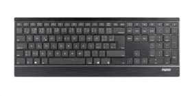 Rapoo E9500M Multi-mode čierna / bezdrôtová klávesnica / 2.4 GHz / BT 3.0 a 4.0 / ultra-tenká / Nano USB / 2x AA batérie (6940056189547)