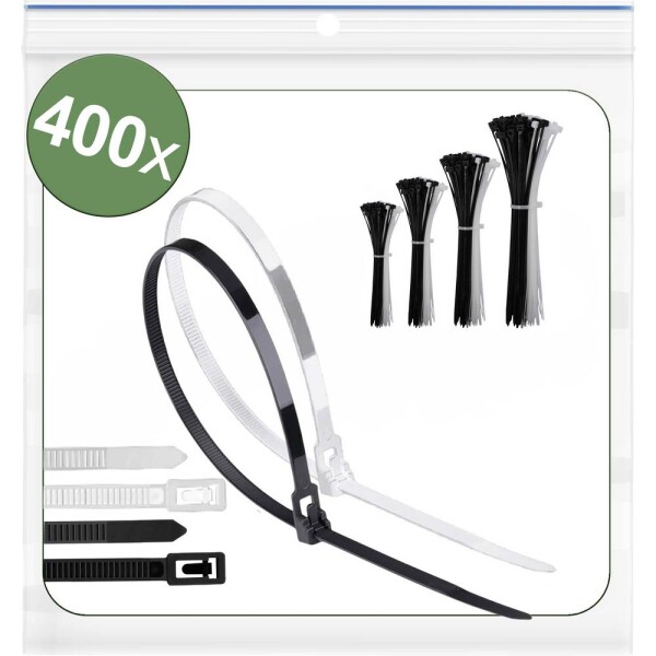 Quadrios 25CA723, 25CA723, sťahovacie pásky, 5 mm, 150 mm, 200 mm, 250 mm, 300 mm, čierna, biela, rozpojiteľné, s pákovým uzáverom, odolné voči UV žiareniu,; 25CA723