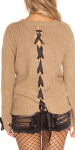 Trendy KouCla chunky knit jumper with lacing Einheitsgroesse