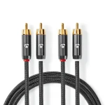 Nedis Stereo Audio kábel 2x RCA (M) - 2x RCA (M) 5.00 m šedá (CATB24200GY50)