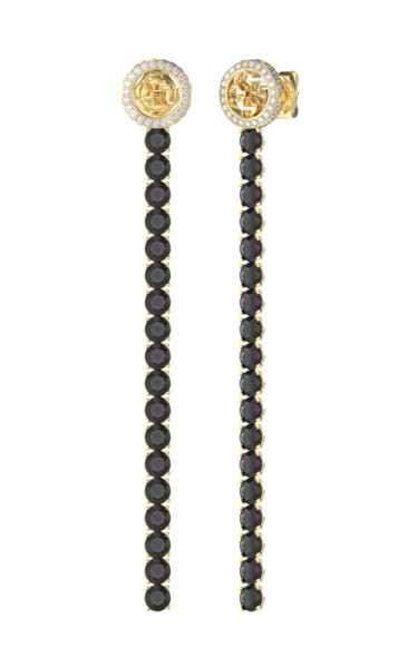 Guess Výrazné pozlátené náušnice s čiernymi kryštálmi Paradise JUBE05144JWYGBKT/U