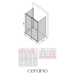 CERANO - Trojstenný sprchovací kút Varone POINT UL/P - 6 mm - čierna matná, transparentné sklo - 90x100x195 - posuvný CER-DY505B-90130