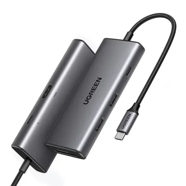 Ugreen CM498 USB Hub 7v1 USB-C sivá / 2x USB 3.2 / 1x HDMI (4K) / 1x USB-C (PD) / SD / microSD (15531)