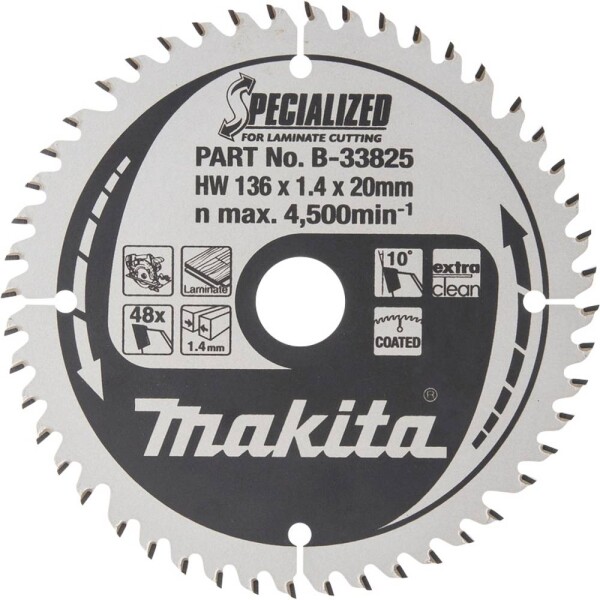 Makita B-33825 B-33825 pílový kotúč 136 x 20 x 1 mm Počet zubov (na palec): 48 1 ks; B-33825
