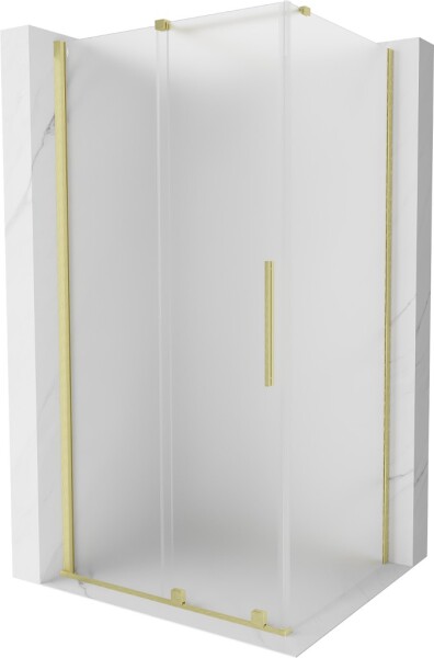 MEXEN/S - Velár sprchovací kút, posuvné dvere 100 x 110, dekor, zlato kartáčovaná 871-100-110-31-55