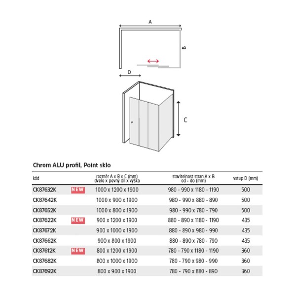 Mereo Sprchovací kút, Lima, obdĺžnik, trojdielne, zasúvací, 100x120 cm, chróm ALU, sklo Point CK87632K