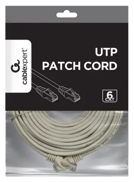 UTP patch kábel Cat6 15 m šedý / Patch kábel / U/UTP / čistá meď / RJ45-RJ45 (PP6U-CU-15M)